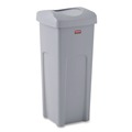 Trash & Waste Bins | Rubbermaid Commercial 2143862 Universal Square Trash Can with Swing Lid 23 gal Plastic Gray image number 0