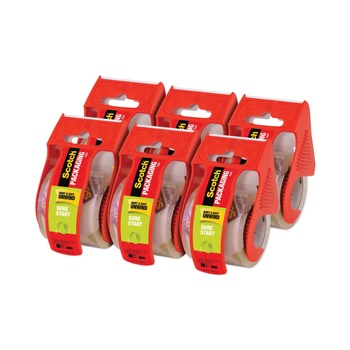 Scotch 145-6 Sure Start 1.88 in. x 22.2 yards Packaging Tape with Dispenser - Clear (6/Pack)