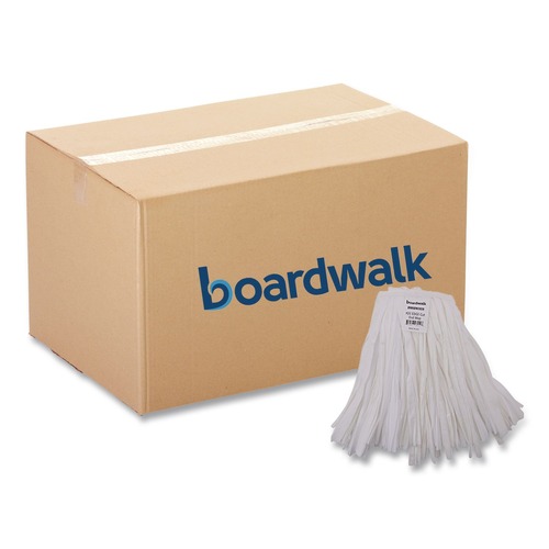 Mops | Boardwalk BWKBW2020 #20 Nonwoven Rayon/Polyester Cut End Edge Mop - White (12/Carton) image number 0