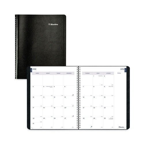 Notebooks & Pads | Blueline CA701.BLK 11 in. x 8.5 in. 14-Month (Jul 2025-Aug 2026) Academic Monthly Planner - Black Cover image number 0