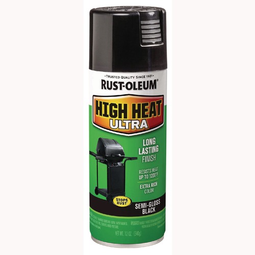 Painting | Rust-Oleum 241169 High Heat Enamel Spray Paint, Semi-Gloss Black, 12 oz Aerosol Can image number 0