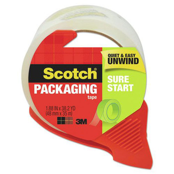Scotch 3450S-RD-36GC Sure Start 1.88 in. x 38.2 yards 3 in. Core Packaging Tape with Dispenser - Clear (1-Roll)
