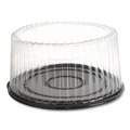 Food Trays, Containers, and Lids | Plastifar 18361 Bakery Containers, 8-in Cake, 9.7-in Diameter x 5-in h, Black/Clear, 100/Carton image number 1