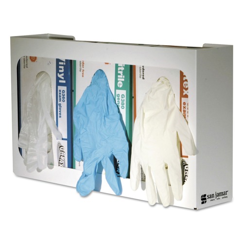 Cleaning & Janitorial Supplies | San Jamar G0804 18 x 3.75 x 10 3 Box Steel White Enamel Disposable Glove Dispenser - White image number 0