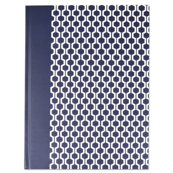 Universal UNV66351 10.25 in. x 7.63 in. 1-Subject Wide/Legal Rule Casebound Hardcover Notebook - Dark Blue/White Cover
