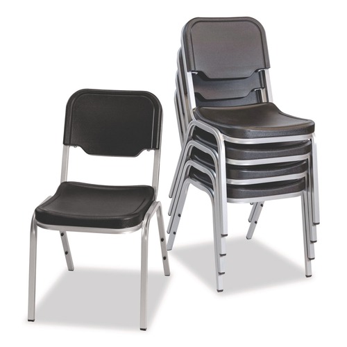 Office Chairs | Iceberg 64111 Rough n Ready 17.5 in. Seat Height Supports Up to 500 lbs. Stack Chair - Black Seat/Back/Base (4/Carton) image number 0