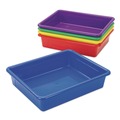 Boxes & Bins | Storex 62534U05C Storage Tray with Lid, Flat, 1 gal, 10.65-in x 10.65-in x 2.96-in, Assorted Bright, 5/Pack image number 2