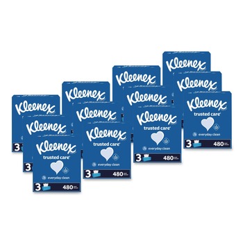 Kleenex 54303 Trusted Care 2-Ply Facial Tissue - White (12/Carton)