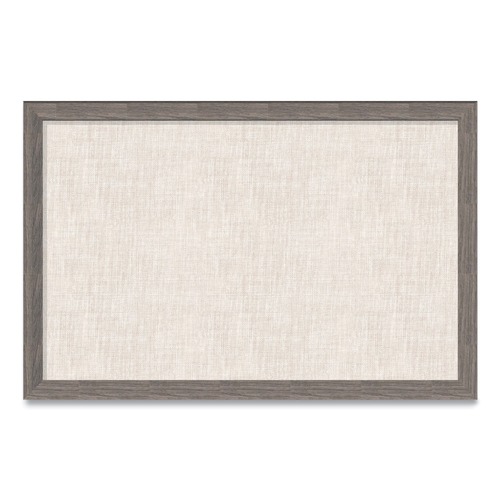 Bulletin Boards | U Brands 4891U00-01 35 in. x 23 in. Linen Bulletin Board with Rustic Frame - Beige Surface, Brown Frame image number 0