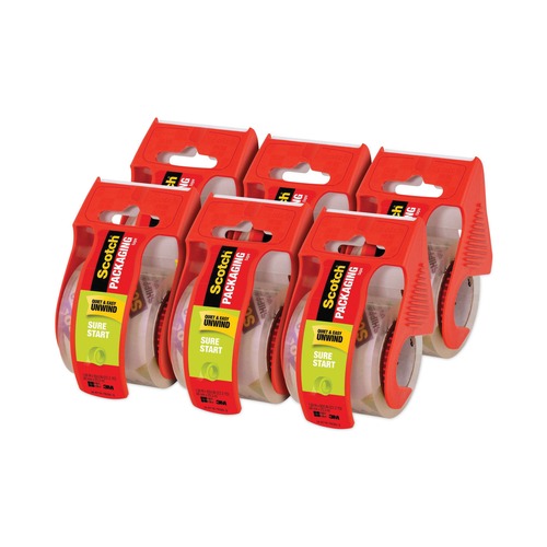 Just Launched | Scotch 145-6 Sure Start 1.88 in. x 22.2 yards Packaging Tape with Dispenser - Clear (6/Pack) image number 0