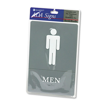 Headline Sign 4817 6 in. x 9 in. Men Restroom Symbol with Tactile Graphic Molded Plastic ADA Sign - Gray