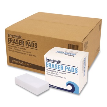 SPONGES AND SCRUBBERS | Boardwalk 96157-M-BWK 2.5 in. x 4.5 in. x 1 in. Eraser Pads - White (6 Packs/Carton)