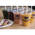 Cups and Lids | Eco-Products EP-CRFL BlueStripe Recycled Content 9 oz. to 24 oz. Cold Cup Flat Lids - Clear (10 Packs/Carton, 100/Pack) image number 1