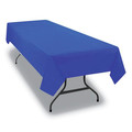 Linen and Table Accessories | Tablemate 549BL Heavyweight Plastic 54 in. x 108 in. Table Set Rectangular Table Cover - Blue (6/Pack) image number 5