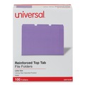 File Folders | Universal UNV16165 Reinforced 1/3-Cut Assorted Top-Tab File Folders - Letter Size, Violet (100/Box) image number 1