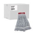 Labor Day Sale | Boardwalk BWK553 Rayon/Polyester Wide Floor Finish Mop Head - Large, White/Blue (12/Carton) image number 1