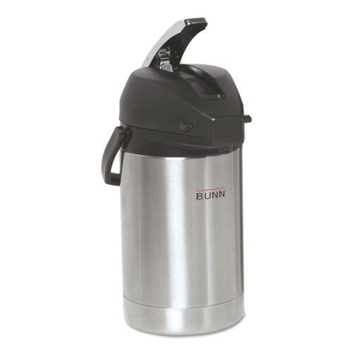 Food Service | BUNN 32125.0000 2.5 Liter Lever Action Airpot - Stainless Steel/Black image number 0