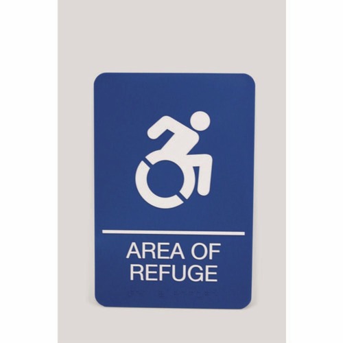 Floor Signs & Safety Signs | Headline Sign 7783 6 x 9 Area of Refuge ADA Sign - Blue Face/White Graphics image number 0