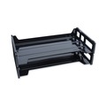 Just Launched | Universal UNV08101 16.25 in. x 9 in. x 2.75 in. Recycled 2-Section Plastic Side Load Desk Tray - Legal, Black (2/Pack) image number 1