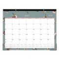 Bulletin Boards | Blue Sky 136476 Greta 22 in. x 17 in. 12-Month (July-June) 2024-2025 Floral Artwork Academic Year Desk Pad Calendar - White/Green/Pink Sheets image number 0