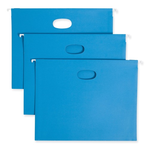 File Folders | Smead 64250 2 in. Capacity 1/5-Cut Tabs 1 Section Letter Size Hanging Pockets with Full-Height Gusset - Sky Blue (25/Box) image number 0