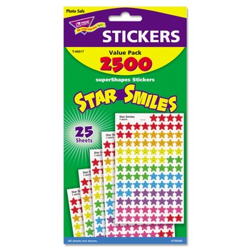 TREND T46917 Smiling Star Sticker Assortment Pack - Assorted Colors (2500/Pack)