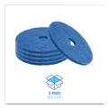 Cleaning & Janitorial Accessories | Boardwalk BWK4013BLU 13 in. Diameter Scrubbing Floor Pads - Blue (5/Carton) image number 3