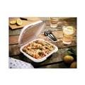 Food Trays, Containers, and Lids | Pactiv Corp. YCN808030000 EarthChoice SmartLock 8.31 in. x 8.35 in. x 3.1 in. Microwaveable MFPP 3-Compartment Hinged Lid Containers - White (200/Carton) image number 9