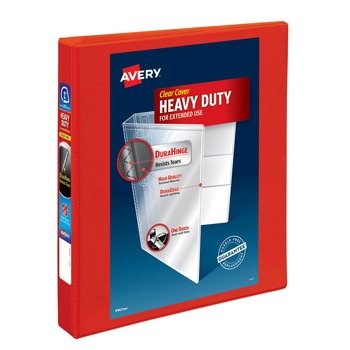 Avery 79170 One Touch EZD Rings 3 Rings 1 in. Capacity 11 in. x 8.5 in. Heavy-Duty DuraHinge View Binder - Red (12/Carton)