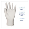 Disposable Gloves | Boardwalk BWK315SBX 4 mil 9.5 in. Long Powder-Free Synthetic Vinyl Gloves - Small, Beige (100/Box) image number 4