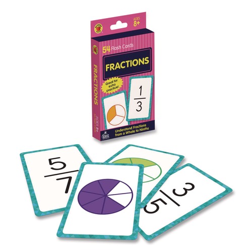 Flash Cards | Carson-Dellosa 0769677339 Fractions Flash Cards, 3.25 x 5.25, Assorted Colors, 54 Cards image number 0