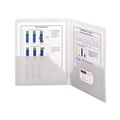 File Folders | Smead 87706 11 in. x 8.5 in. 100-Sheet Capacity Frame View Poly 2-Pocket Folder - Clear/Oyster (5/Pack) image number 4