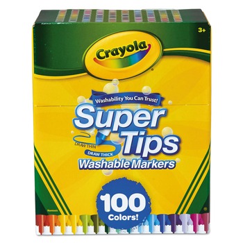 Crayola 585100 Super Tips Fine/Broad Washable Markers - Assorted Colors (100/Set)