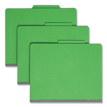 Smead 13702 2 in. Expansion 1 Divider Letter Size 4 SafeSHIELD Fasteners Top Tab Classification Folders - Green Exterior (10/Box)