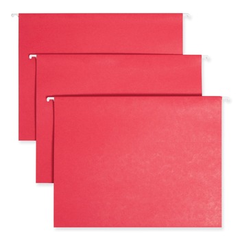 Smead 64043 1/3-Cut Tabs Letter Size TUFF Hanging Folders with Easy Slide Tab - Red (18/Box)