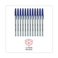 Pens | Universal UNV27421 Fine 0.7 mm Stick Ballpoint Pen - Blue Ink, Gray/Blue Barrel (1 Dozen) image number 3