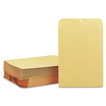 Quality Park QUA37890 9 in. x 12 in. No. 90 28 lbs. Bond Weight Kraft Cheese Blade Flap Clasp/Gummed Closure Clasp Envelope - Brown Kraft (100/Box)