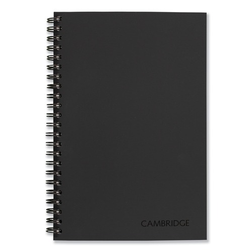 Notebooks & Pads | Cambridge 06074 8 in. x 5 in. Sheets 1-Subject Wide/Legal Rule Wirebound Business Notebook - Black Linen Cover image number 0