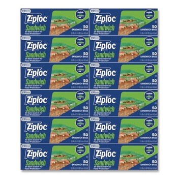 Ziploc 383179 6.5 in. x 5.88 in. Resealable Sandwich Bags - Clear (480/Carton)