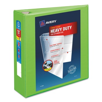 Avery 79779 3 Locking One Touch EZD Rings 3 in. Capacity 11 in. x 8.5 in. Heavy-Duty View Binder with DuraHinge - Chartreuse