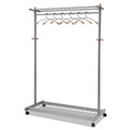 Wall Racks & Hooks | Alba PMLUX6 44.8w x 21.67d x 70.8h 6 Hanger/6 Hook Garment Rack - Silver/Wood image number 0