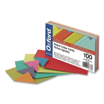 FLASH CARDS | Oxford 04736 3 in. x 5 in. Ruled Extreme Index Cards - Assorted (100/Pack)