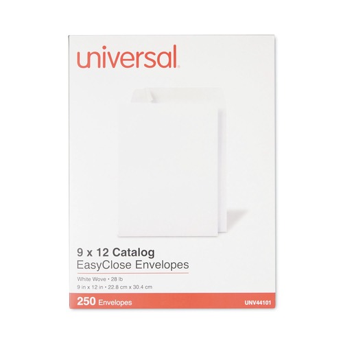Envelopes & Mailers | Universal UNV44101 EasyClose 9 in. x 12 in. Square Flap Self-Adhesive Closure #10 1/2 Catalog Envelope - White (250/Box) image number 0
