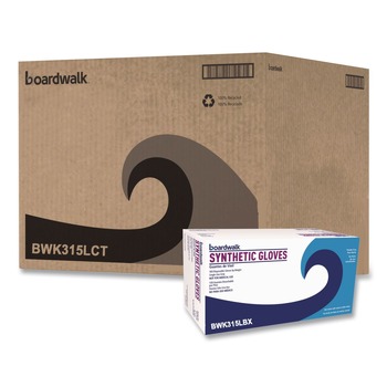 Boardwalk BWK315LCT 4 mil 9.5 in. Long Powder-Free Synthetic Vinyl Gloves - Large, Cream (100/Box, 10 Boxes/Carton)