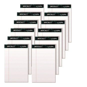 TOPS 63360 Docket Ruled Perforated Pads, Narrow Rule, 5 X 8, White, 50 Sheets, 12/pack