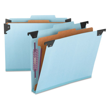 Smead 65105 FasTab Letter Size 1 Divider Hanging Pressboard Classification Folders - Blue
