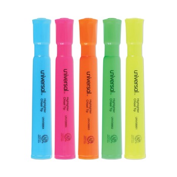 Universal UNV08860 Chisel Tip Assorted Color Desk Highlighters (5/Set)