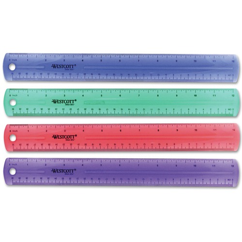 Office & Office Supplies | Westcott 12975 12 in. Standard/Metric Plastic Ruler - Jewel image number 0
