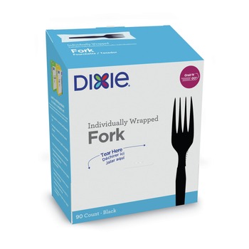 Dixie FM5W540 Grab’N Go Wrapped Cutlery Forks - Black (90/Pack)