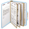 File Folders | Smead 14094 8 SafeSHIELD Fasteners 3 in. Expansion 3 Dividers Letter Size Pressboard Top Tab Classification Folders - Blue (10/Box) image number 2